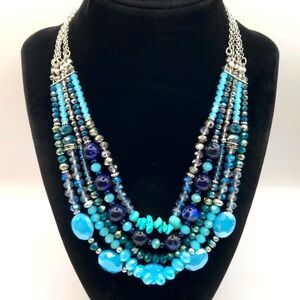 Avon (NWT) Blue & Silver-Tone Multi-Strand Necklace